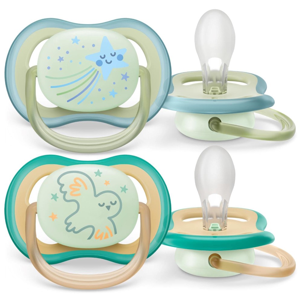 Пустышка Авент (AVENT) ULTRA AIR night силик. (0-6 мес.) №1 (арт.SCF377/01)