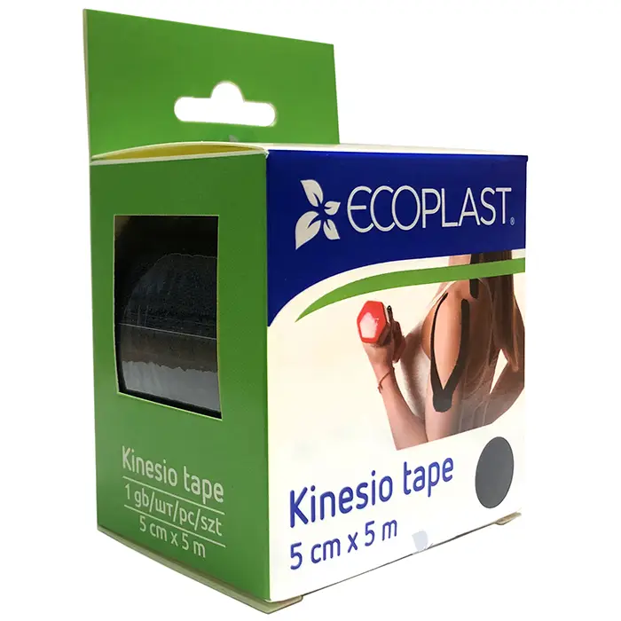 Лента клейкая ECOPLAST КИНЕЗИО-ТЕЙП 5см х 5м (черн.) картинка № 2
