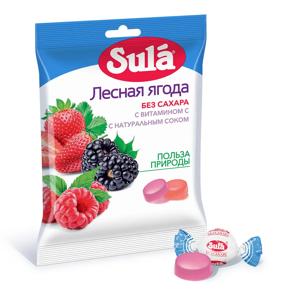 Зула ("Sula") леденцы д/диаб. 60г (лесная ягода) картинка № 2