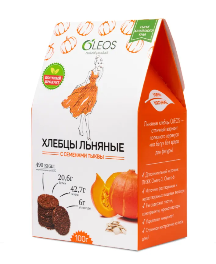 Хлебцы льняные с яблоком 100г