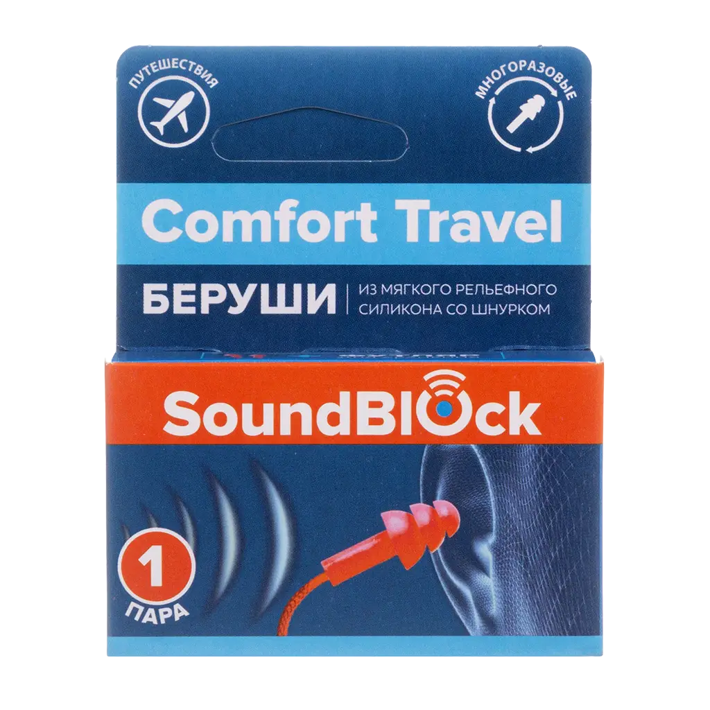 Беруши Soundblock Comfort Travel на шнурке