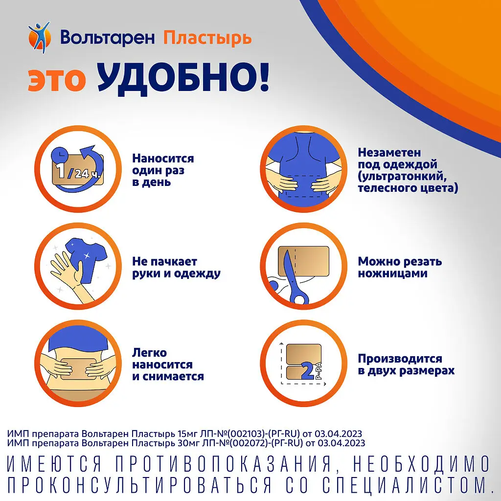 Вольтарен пластырь-ТДТС 15мг/сут. №5 картинка № 7