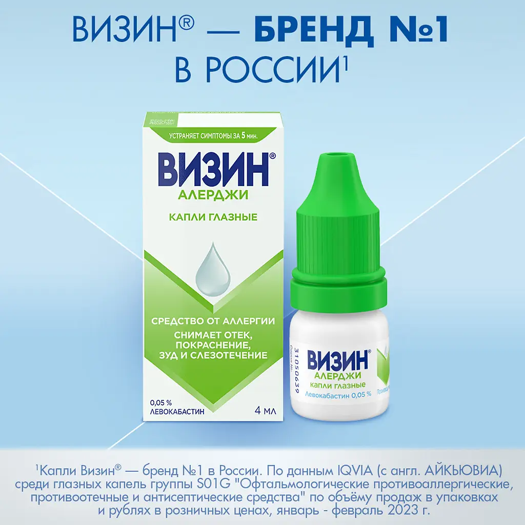 Визин Алерджи фл.-кап.(капли глазн.) 0,05% 4мл картинка № 7