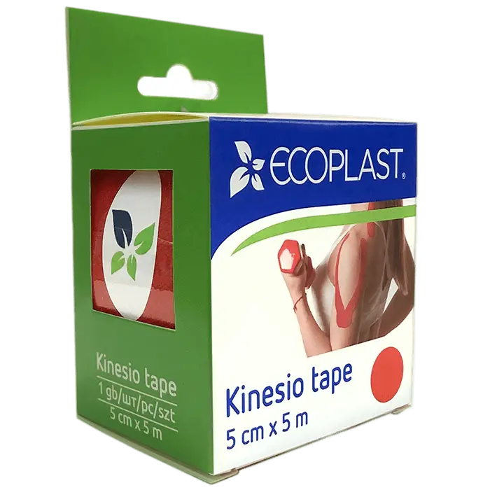 Лента клейкая ECOPLAST КИНЕЗИО-ТЕЙП 5см х 5м (красн.) картинка № 2
