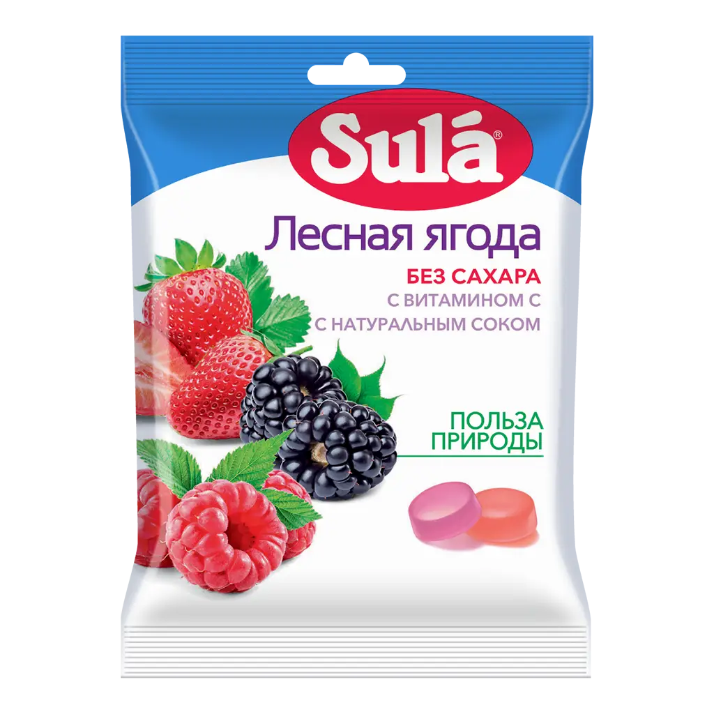 Зула ("Sula") леденцы д/диаб. 60г (лесная ягода)