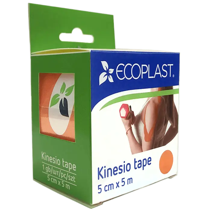 Лента клейкая ECOPLAST КИНЕЗИО-ТЕЙП 5см х 5м (оранж.)