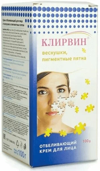 Клирвин крем д/лица отбеливающий от веснушек и пигментных пятен 100г