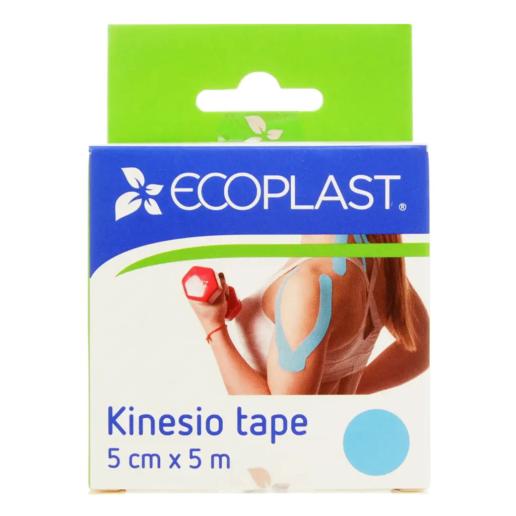 Лента клейкая ECOPLAST КИНЕЗИО-ТЕЙП 5см х 5м (голуб.)