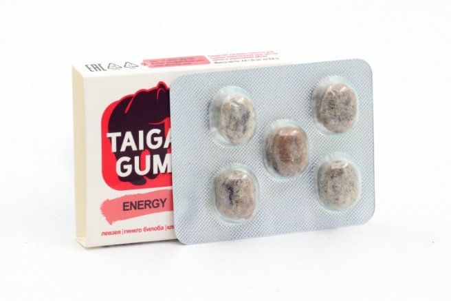 Смолка жевательная Taiga Gum ENERGY (Энерджи) в растит. пудре б/сах. 0,8г №5
