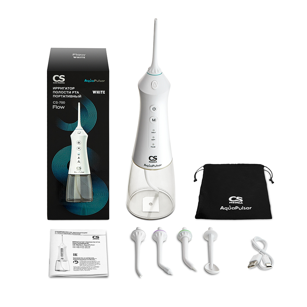 Ирригатор CS Medica AquaPulsar CS-700 FLOW портативный (белый)