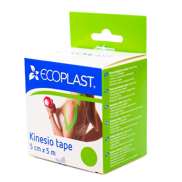 Лента клейкая ECOPLAST КИНЕЗИО-ТЕЙП 5см х 5м (зел.)