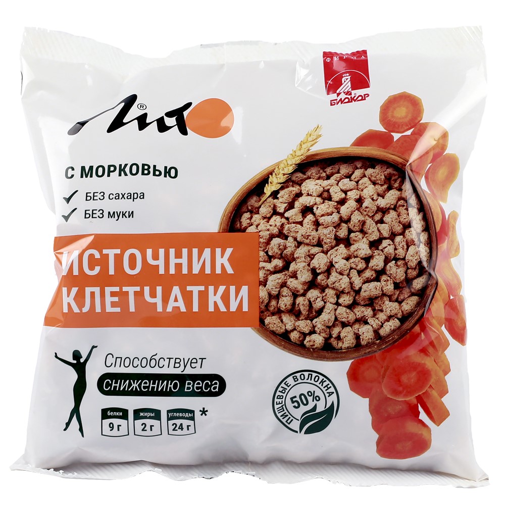 Отруби пшеничные Лито хрустящие с морковью и кальцием 100г