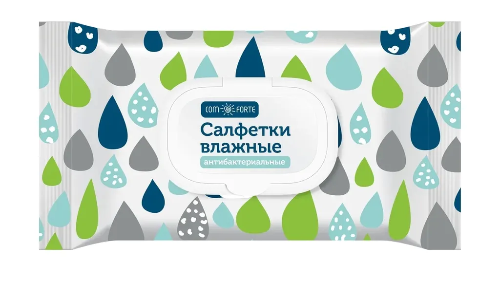 Салфетки ComForte влажн. антибактер. №60 (с пласт.)