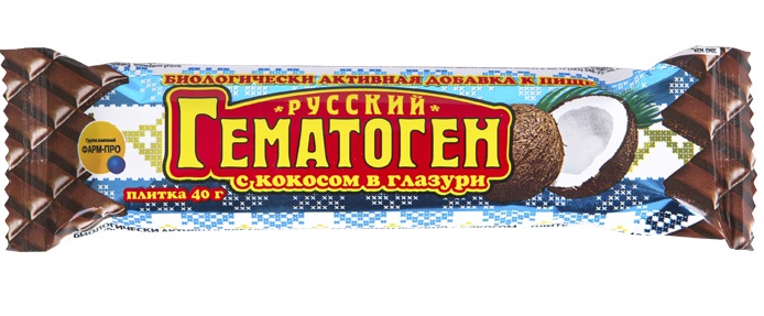 Гематоген русский плитка 40г (кокос в шоколадной глазури)