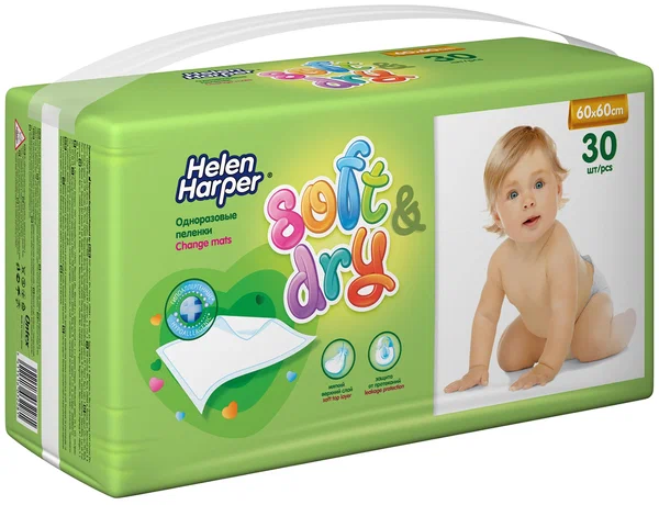 Пеленка HELEN HARPER SOFT&DRY впитывающ.60 х 60см №30 д/детей