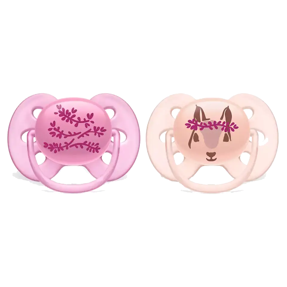 Пустышка Авент (AVENT) ULTRA SOFT силик. ортодонт. с щитком-нагубником кольцом-держ. (6-18мес.) с фут. №2 (арт. SCF091/15)